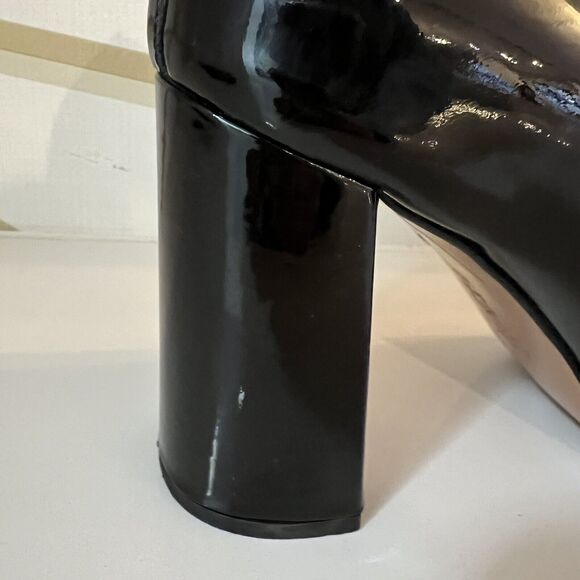 Lewit Amara Black Patent Leather Block Heel Pump Loafers Sz 39.5 US 9.5 - Picture 10 of 10